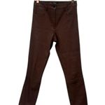 Theory Womens Brown Lambskin Leather High Waist Ankle Skinny Jeans Photo 9