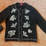NWT Merry & Bright Womens Christmas Holiday Cardigan Sweater Size M Embroidered Black Size M Photo 0