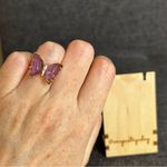 Pretty DARK PURPLE Butterfly Gemstone Fashion Ring, Gold, Adjustable (Fits Most) Photo 2