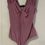 2 Saints Mauve Knot Front Bodysuit Women’s Medium Sleeveless Stretchy V Photo 0