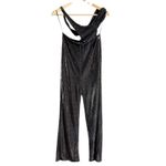 ROTATE Birger Christensen Isha Metallic Black Cut Out Halter V Photo 4