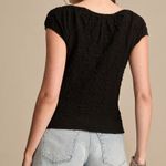 Lucky Brand  jet black short sleeve textured top rounded square neck medium NWT Photo 2