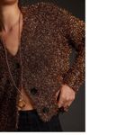 Anthropologie Festive Bronze Tinsel Shimmer Cardigan Size Small NWOT Photo 8