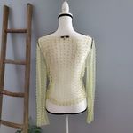 Haute Monde Green Faux Pearl Rhinestone Sheer Top Size L Photo 1