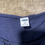 Old Navy Shirt Womens XXL 2X Plus Cap Sleeve Eyelet Navy Blue Embroidered Blouse Photo 1