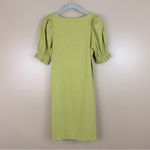 Ellison  Green Linen Blend Puff Sleeve Button Front Dress Small Photo 6