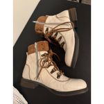 Josef Seibel Womens Leather White Lace Up Zip Stitched Combat Boots sz 37 Photo 6