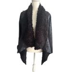 CARAPACE Faux Fur Trimmed Swing Jacket Coat Size Small Black Photo 1