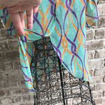 fab'rik  Blouse Small? Sheer Swing Back Flowy Abstract Artsy Festive Retr… Photo 5