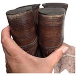 Matisse Brown Leather Beige Suede Shearling Lined Block Heel Tall Boots 9.5 Photo 5