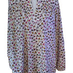 Lands' End  Size M 10 12 Popover Top Blouse Chicken Print Farm Homestead Photo 0