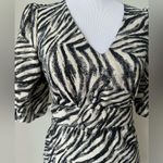 Lavender Brown  Zebra Puff Sleeve Dress Belt XS Photo 1