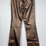 Theory NWT Bronze Brown Metallic Soft Leather Boot Cut Pants Mid Rise Size 0 Photo 4
