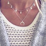 Horn Boho Layered Choker Necklace Silver Photo 0