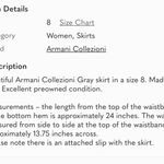 Armani Collezioni  Italy Gray Skirt size 8 Medium Lined Excellent RARE HTF Photo 5