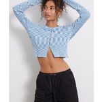 LA Hearts L.A. Hearts Women's XS Uptown Keyhole Crop Cardigan Blue Heather Preppy Coquette Photo 0