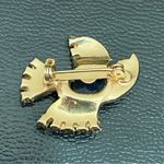 Dove Vintage Unsigned Gold-tone  Bird Blue Jelly Belly Brooch Pin Photo 10
