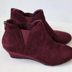 Marbella Chloe maroon microsuede sliver wedge booties size 7 Photo 2