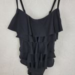 Aqua Green Womens One Piece Swimsuit Medium Black Ruffled Photo 2