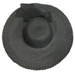 Womens Straw Sun Hat Wide Brim Bow Seaside Summer Beach Travel Sunshade Foldable Black Photo 2
