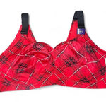 Catherines New Catherine’s red plaid unlined wire free back smoother bra 46C Photo 0