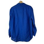 Liz Claiborne  Royal Blue Irish Linen Boyfriend Long Sleeve Button Down M Photo 1