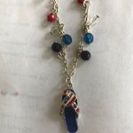 Handmade Patriotic Flip Flop Necklace Earrings  VTG Photo 1