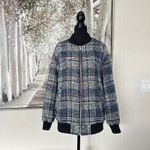 Avec Les Filles  Woman's Plaid Wool Blend Tweed Bomber Jacket - Size Large Photo 2