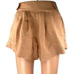 Free The Label Florence 100% Linen Brown Pleated High Waist Wide Leg Shorts XS Photo 0