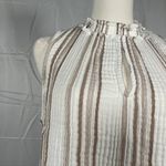 Evereve  High Neck‎ Striped Sleeveless Tank Blouse 100% Cotton Womens M Beach Photo 5