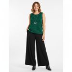 Misook  Green & Black Knit Striped Sleeveless Top L Photo 7