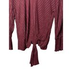 Juicy Couture Top Burgundy Metallic Striped Tie Bell Sleeve Women Size Medium Photo 3