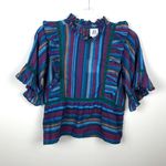 dRA Tabi Top Laurel Stripe Peplum New NWT Ruffles Multi Size XS Photo 3