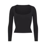 SKIMS  Cotton Jersey Scoop Neck Long Sleeve Top
Soot Size Small Photo 1