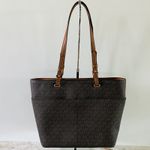 Michael Kors Bedford Brown Acorn Leather Medium Top Zip Pocket Tote Bag Photo 3