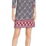 Eliza J Geometric Print Shift Dress Knee Length 3/4 Sleeves Size 6 Work Business Photo 5