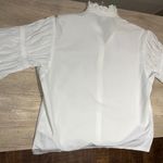 H&M White 100% Cotton 3/4 Puffy Sleeve Blouse Top Button Down Size 8 Photo 1