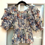 Moon River Anthropologie | | Puff Sleeve Ruffle Printed Babydoll Blouse Size XS Photo 1