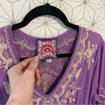 Johnny Was  Arzella Knit Easy Tiered Dress Purple Embroidered Photo 5
