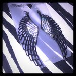 Jeweled Wing Statement Earrings Black Photo 2