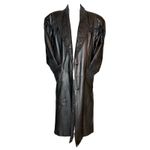 Vintage Winlit Leather Trench Coat S Black Paisley Embossed 80s Western Korea Photo 2