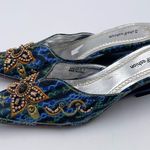 JohnFashion Women's Embellished Beaded Wedge Heel Mules Size 7 Bohemian Colorful Blue Photo 6