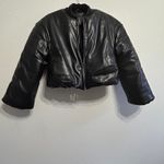 Free People NEW x BlankNYC Bold Blend Faux Leather Crop Puffer Bomber Jacket XS Photo 3