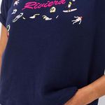 Anthropologie NWT $98  Maeve Navy Beach Embroidered Sweatshirt Tee S Photo 4