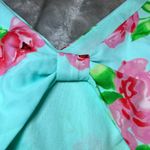 Bo Bel Dress Womens Small Aqua Blue Floral Bow Back Sleeveless Fit Flare Summer Photo 4