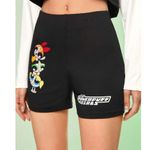 Romwe Powerpuff Girls Cartoon Letter Graphic Biker Black Shorts Plus Size 3XL Photo 5