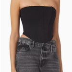 Good American Black Knit Crop Corset Top Photo 0