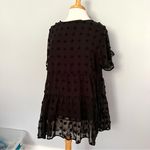 Chic Soul Black Swiss Dot Short Sleeve Blouse Tunic Plus Size 2X Photo 1