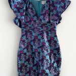 One33 Social Teal 8 The Tiffany Jacquard Cocktail Mini Dress $395 Flare Sleeve Blue Photo 9
