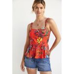 Anthropologie X Mare Mare Red Floral Peplum Top XS Photo 1